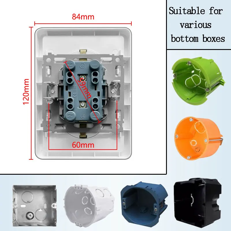 PC الأبيض 16A RU الضحلة مزدوجة الاتحاد الأوروبي المقبس 2-ميناء الألمانية الفرنسية مقبس الطاقة لوحة مقبس الحائط المخرج جزءا لا يتجزأ من أخفى 120*84 مللي متر