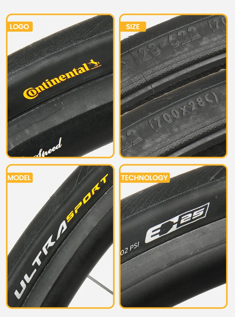 Continental Ultra Sport III Fahrradreifen 700 X 25C 28C 32C ULTRASport Nicht Faltbarer Fahrradreifen Drahtreifen 180 TPI – Detail 11