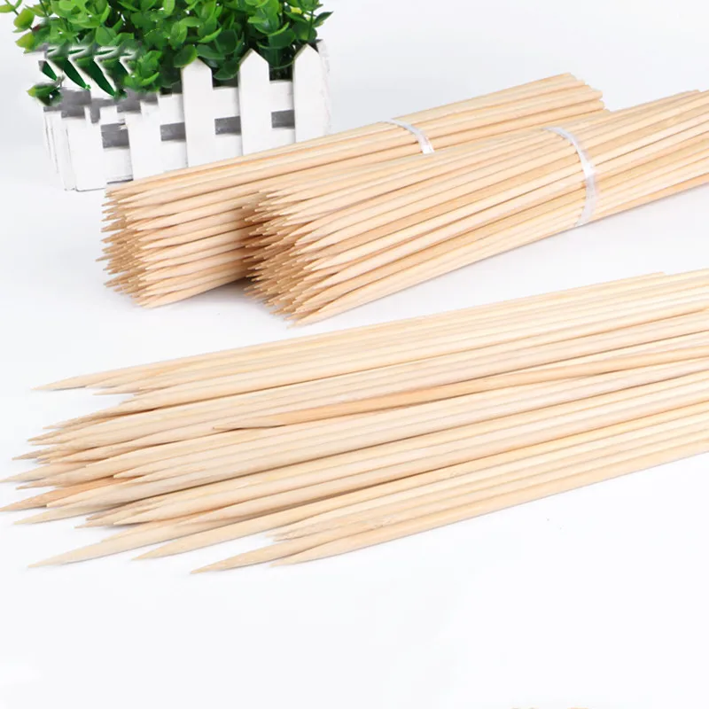 20/30/40cm x 5mm Bamboo Wooden BBQ Skewers Disposable Food Wood Barbecue Stick for BBQ Party Restaurant Cafe BBQ Accessories