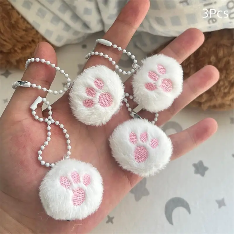 3Pcs  Pendant Keychain Kawaii Ornament Stuffed Doll Backpack Pendant Accessories Gift Cute Cartoon Hairy Cat Claw Ball Decoratio