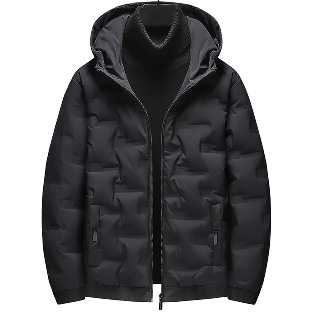 Mens Winter Warm Puffer หนา Hooded Quilted Outwear Coat เสื้อแจ็คเก็ตเบาะ