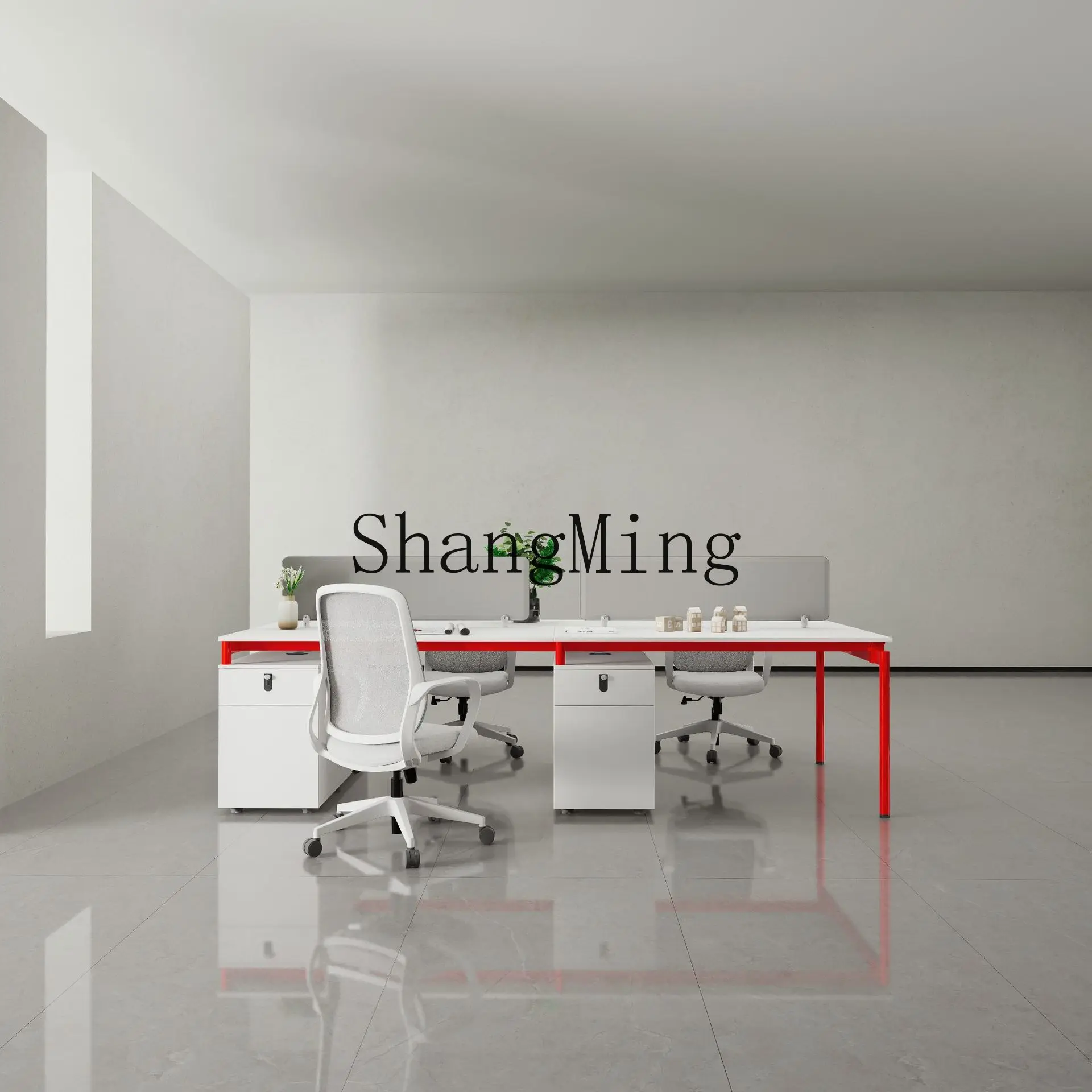 SM desk and chair combination simple modern light luxury four-person employee desktop opposite desk with socket