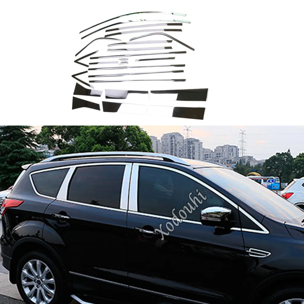 

For Ford Kuga Escape 2013 2014 2015 2016 2017 2018 2019 2020 Cover Stainless Steel Garnish Pillar Window Middle Strip Trim Frame