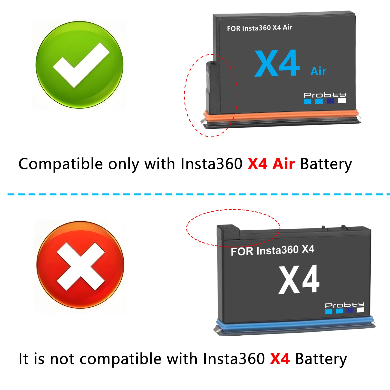 Probty For Insta360 X4 Air Battery And Fast Charger Hub 2100mAh Power Accessories For Insta 360 ONE X 4 Air