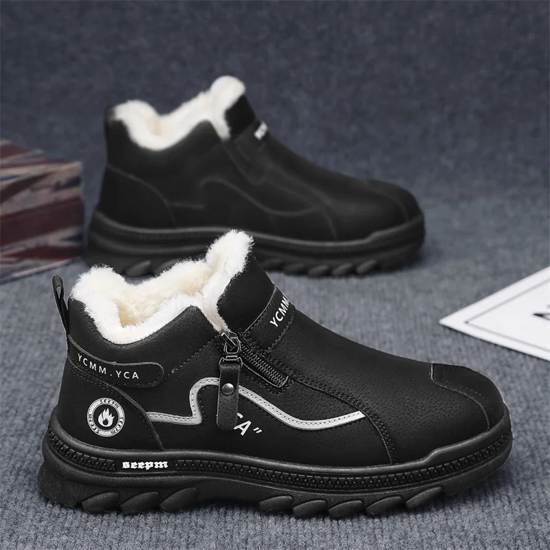 

Men's winter outdoor new comfort casual shoes high top plush fashion slip-resistant wear-resistant cotton thick sole snow boots