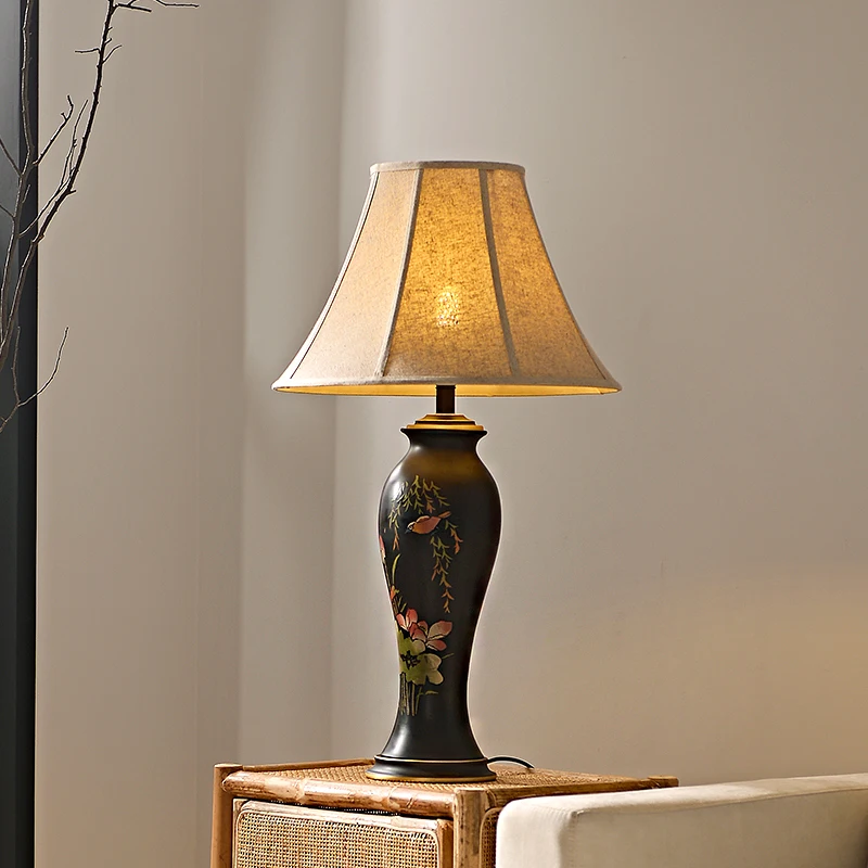 

Purple pottery table lamp new Chinese retro pottery pot creative ancient style decoration designer wabi sandy wind living room