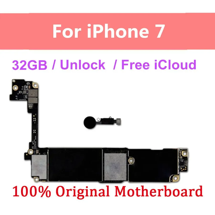 32GB 128GB 256GB Original Factory Unlocked for iPhone 7 Motherboard With Touch ID Clean iCloud Logic Board iOS