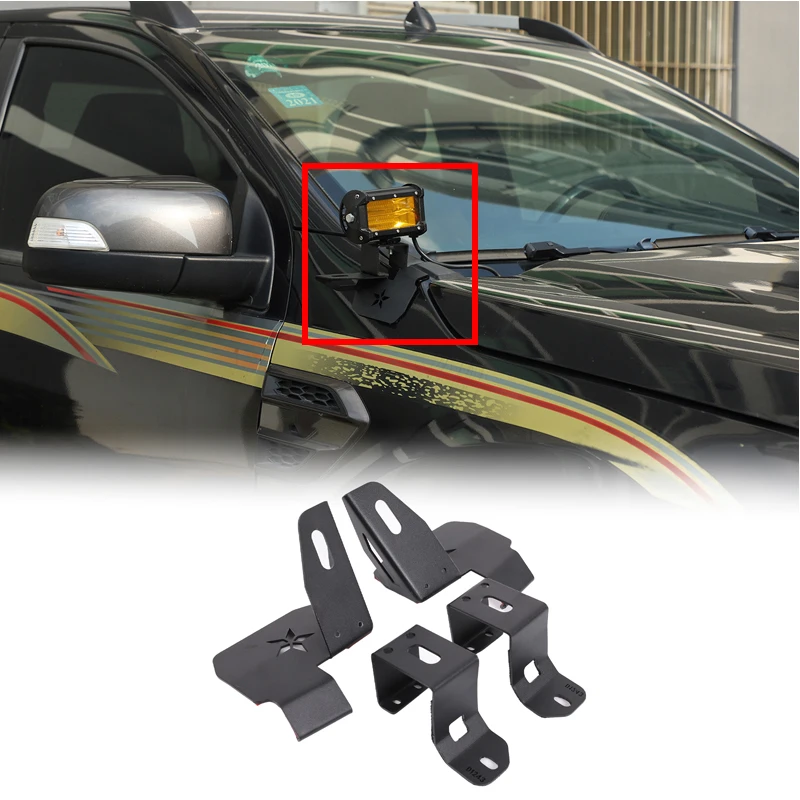 For 2015-2021 Ford Ranger car A-pillar spotlight bracket hood light base accessories car exterior accessories carbon steel black