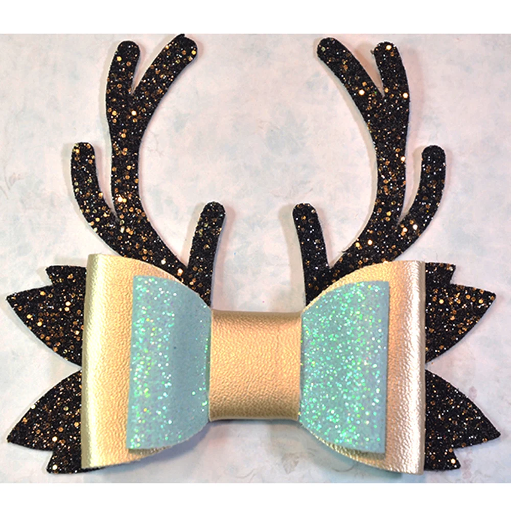 Christmas Deer Antlers Bow Metal Cutting Dies Cutter Stencil Scrapbook Embossing Folder for Paper Leather Crafts