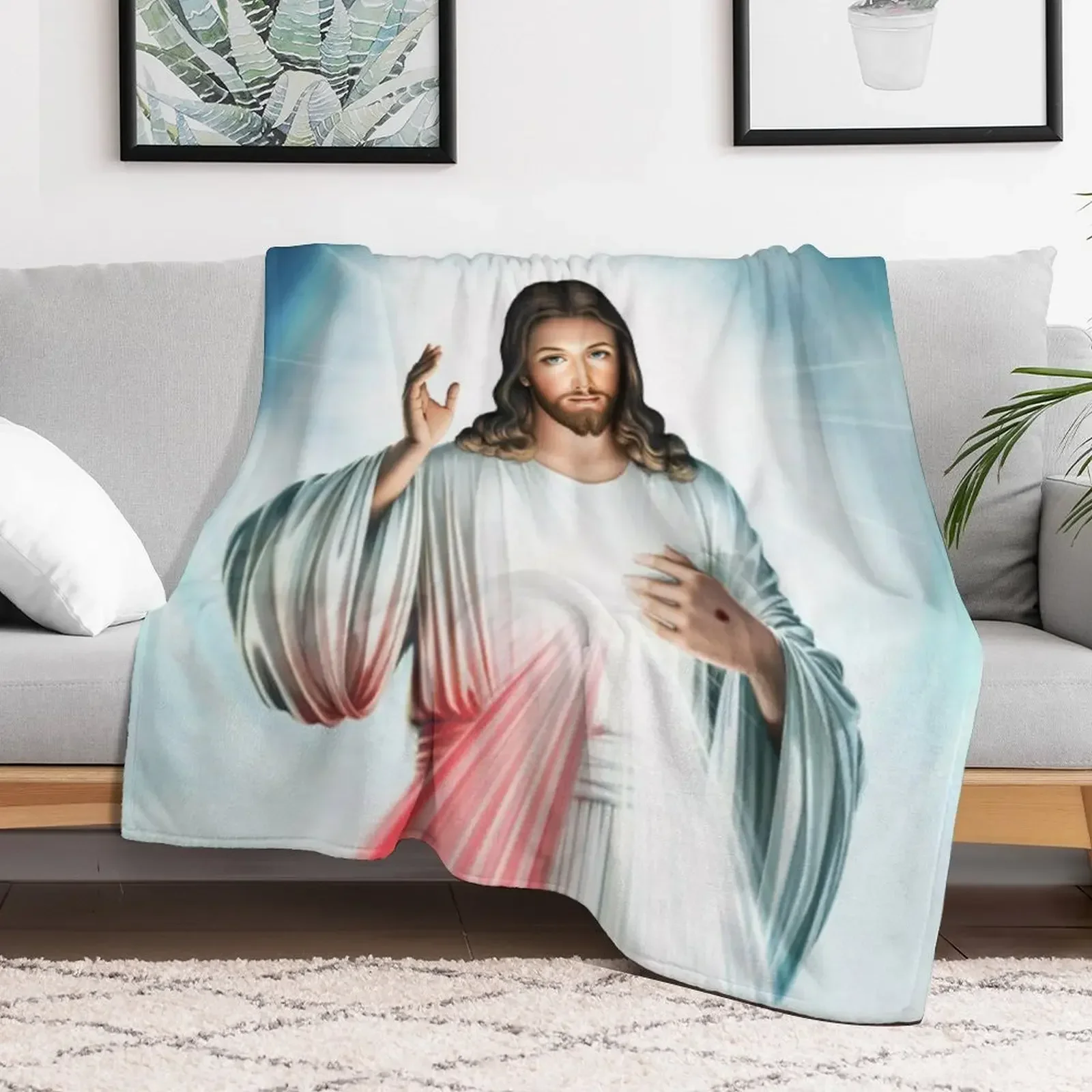 The Divine Mercy, Jesus I trust in You, Saint Faustina, Divine Mercy Throw Blanket Luxury Designer Blankets For Sofas Blankets