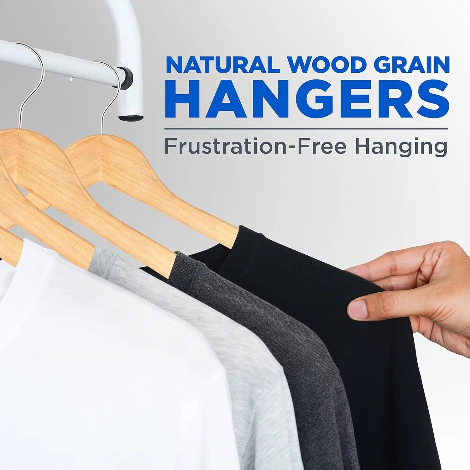 Massief Houten Hangers, Megapakket, 50 Stuks Hangers Voor Kleding, Zware Kleerhanger Set Met Chromen 360 Graden Draaibare Haak