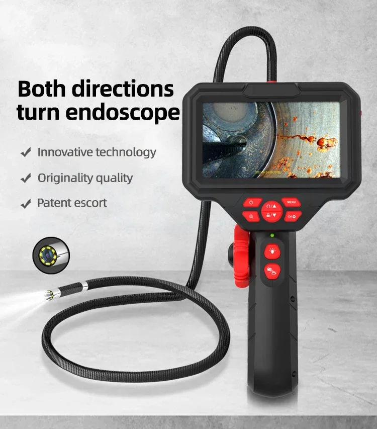 

360° Steering Industrial Endoscope Camera 6/8mm 5"IPS Screen 1080P Rotation Inspection Camera Borescope For Car Engine Pip