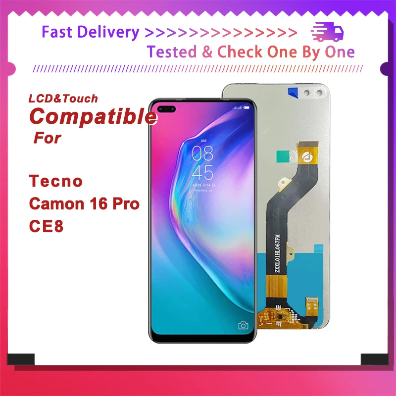 

CE8 6.8"Tested For Tecno Camon 16 Pro LCD Display Touch Digitizer Assembly Replacement Screen Camon 16 Pro lcd