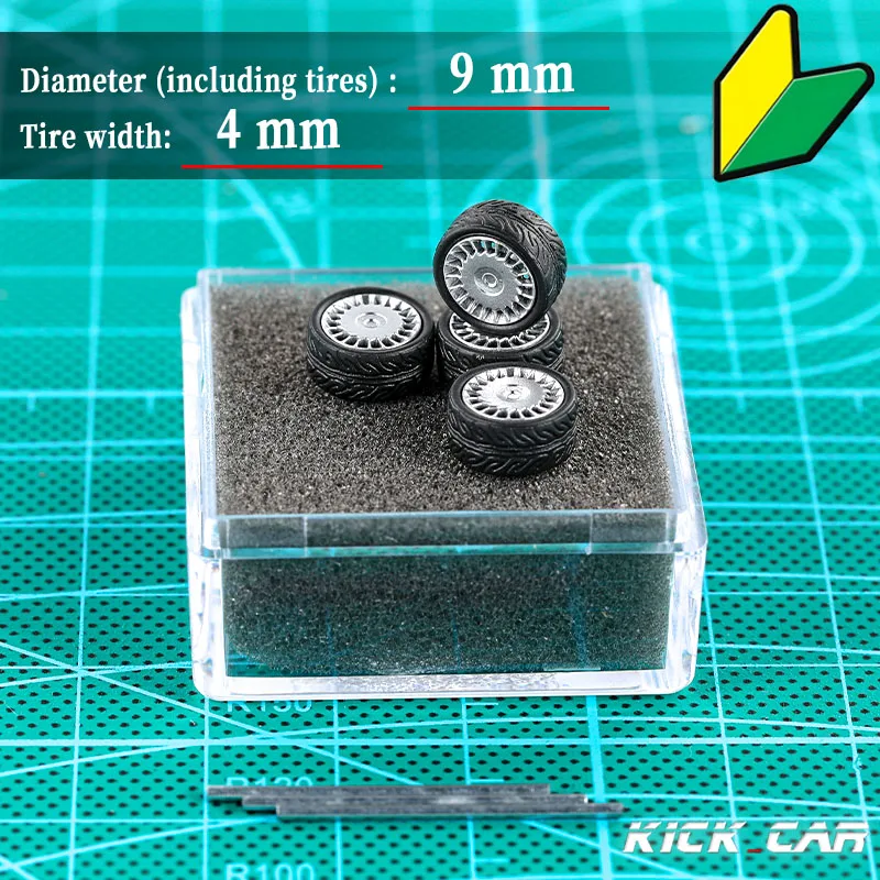 KICARMOD 1/64 ABS Silver Wheels With Rubber Tyre Modified Parts Diameter 10mm For Model Car Racing Vehicle Toy Hotwheels