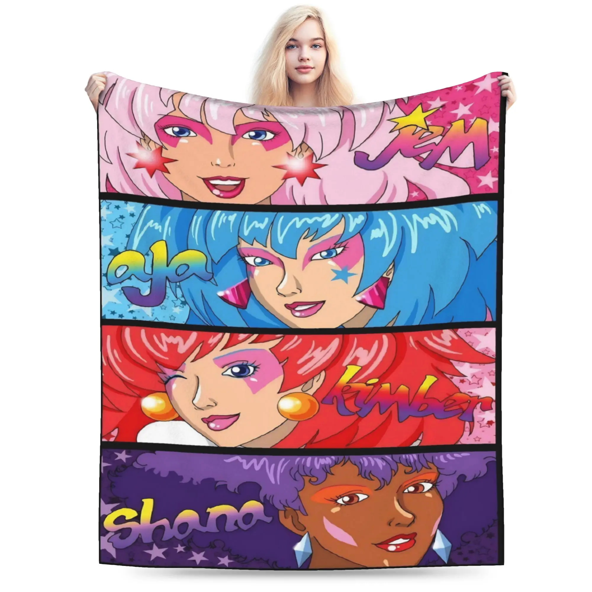 Jem And The Holograms Blanket Flannel  Cozy Ultra-Soft Throw Blankets for Bedding Bedding Throws