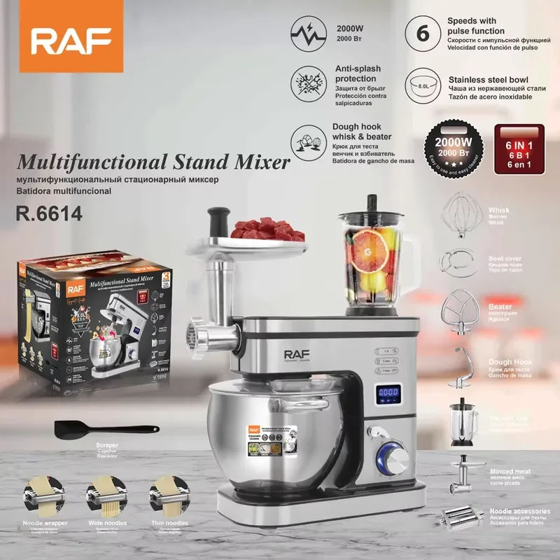 RAF R.6614 Professional Stand Mixer Kitchen Machine Food Processor Dough Kneader Meat Grinder Blender Noodle Maker Heavy view 3