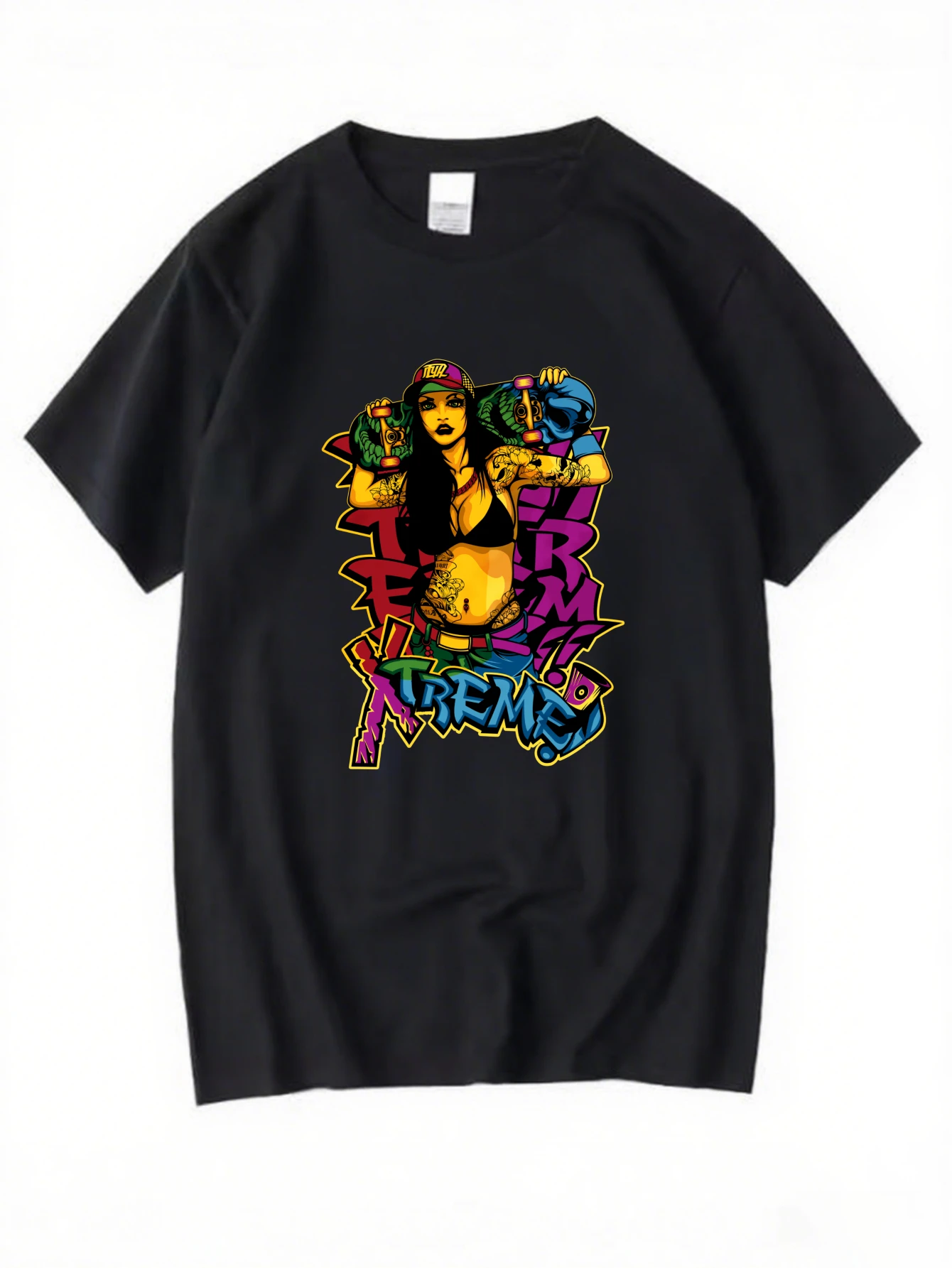 

Retro Skeleton Guitarist Graphic T-Shirt for Men, Rock Style Short Sleeve Tee, Musician Skeleton Print Tops