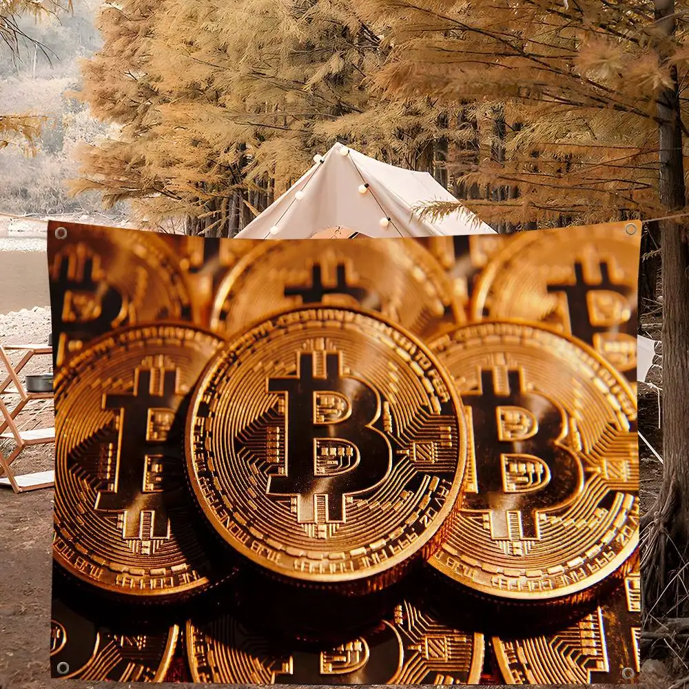 Popular B-Bitcoin Logo Retro Flags Multiple Choice Living Studio Booth Interior Decoration Banner