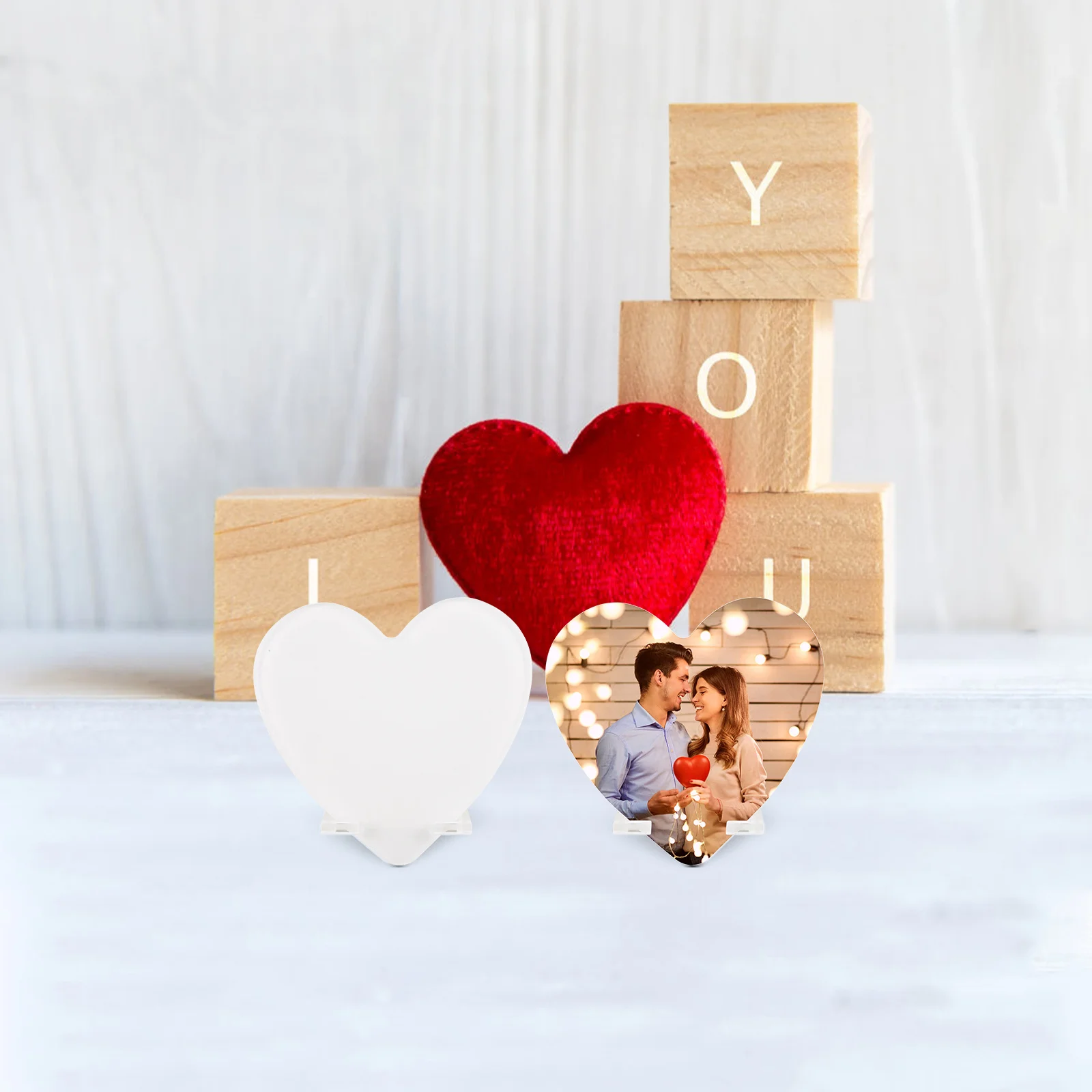 

Heart Shaped Acrylic Table Display Sublimation Photo Frame Blank Decorations Glass Plaque Personalized Items Acrylic