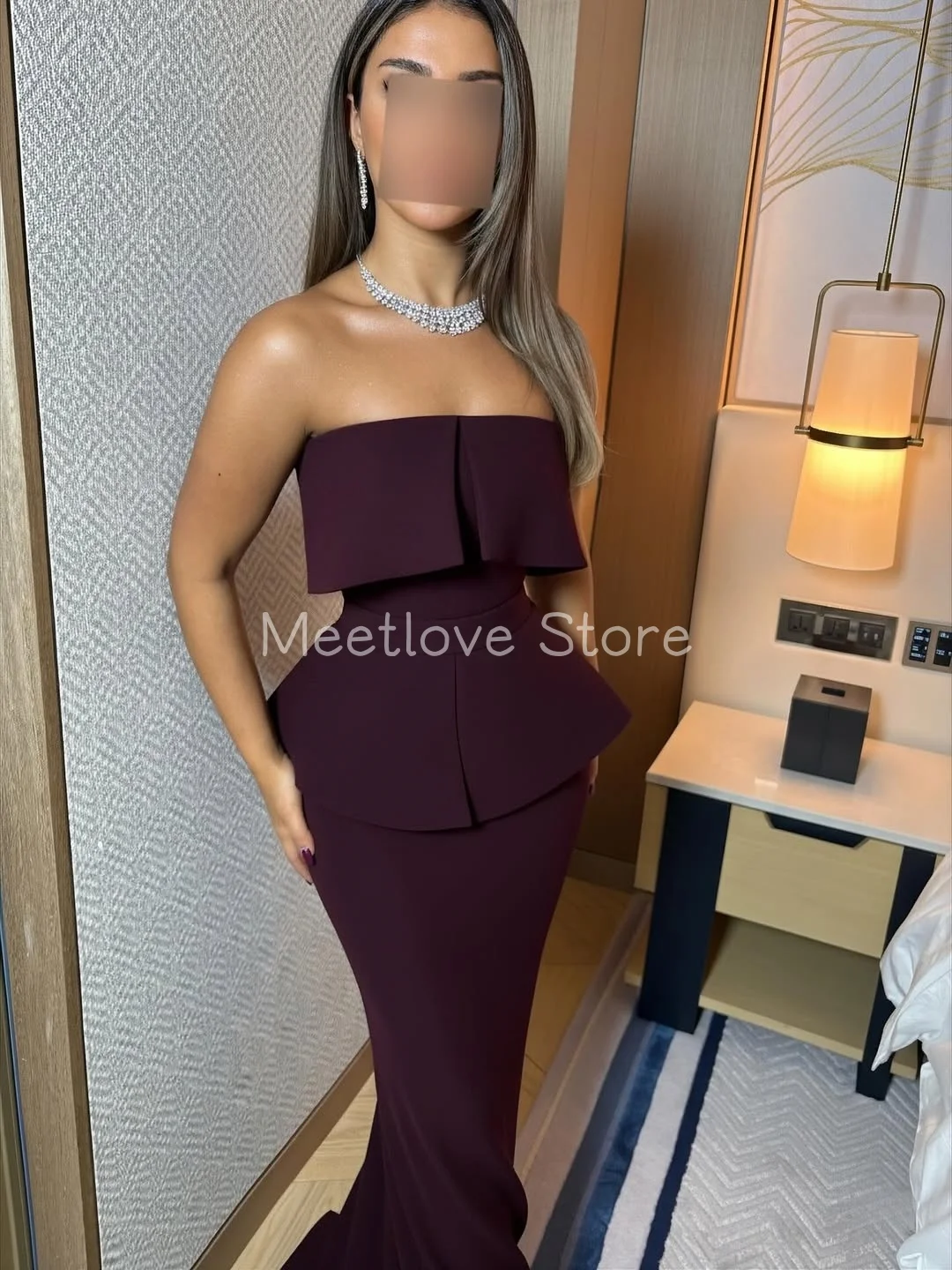 Meetlove Trägerloses Etuikleid, rot, ärmellos, bodenlang, für Damen, Abendkleider, schlicht, individuell, elegant, für Damen 2023