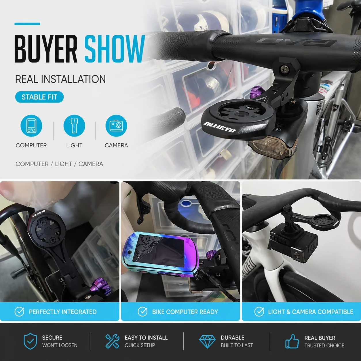 ULLICYC Für SL8 Rapide Integrierte Lenker-Computerhalterung, kompatibel mit Gopro/GPS/Garmin/Bryton/Wahoo Aluminiumlegierung – Detail 13