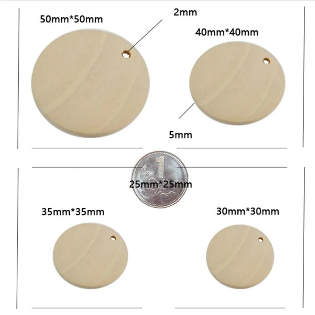 

20Pcs Round Wooden Slice Pendant 50mm DIY Jewelry Accessories Charm Pendant for Necklace Bracelet Jewelry Making Pendants