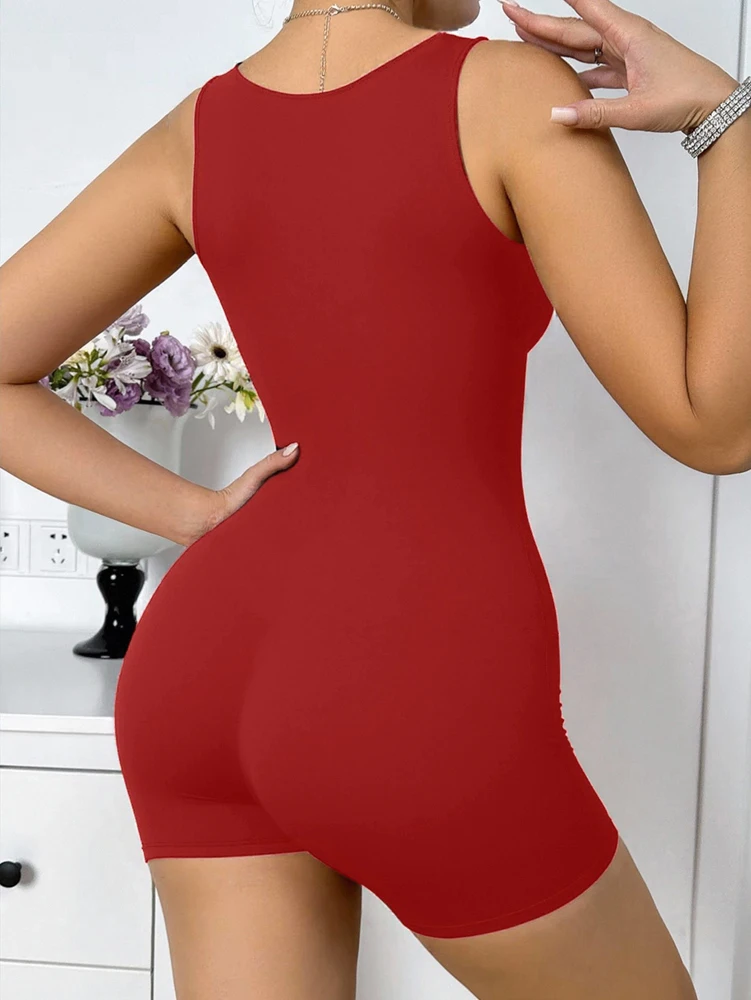 Summer Bestseller Women's Spaghetti Strap Square Neck Tank Top Sleeveless Tummy-Control Leggings Yoga Fitness Sports Jumpsuit
