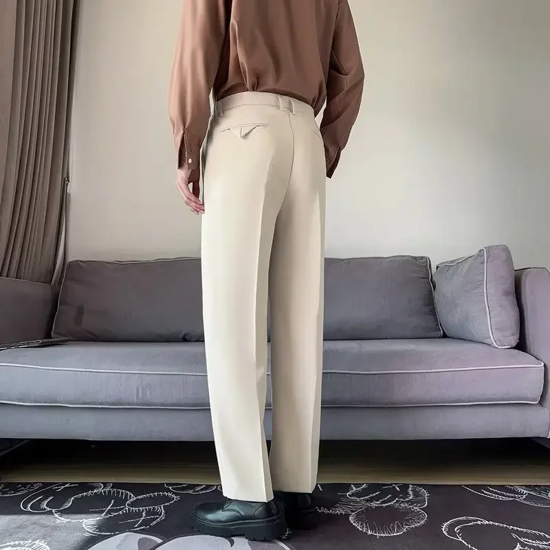 Autumn and winter straight tube versatile solid color, no ironing, elastic wrinkle resistant long pants, men's trousers, casual