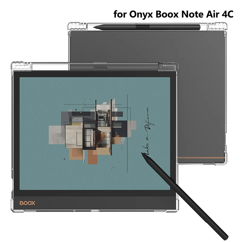 Transparent TPU Protective Case With Smart Pencil Holder Handhold Cover For Onyx Boox Note Air 4 C 4C E-Book Reader Protector