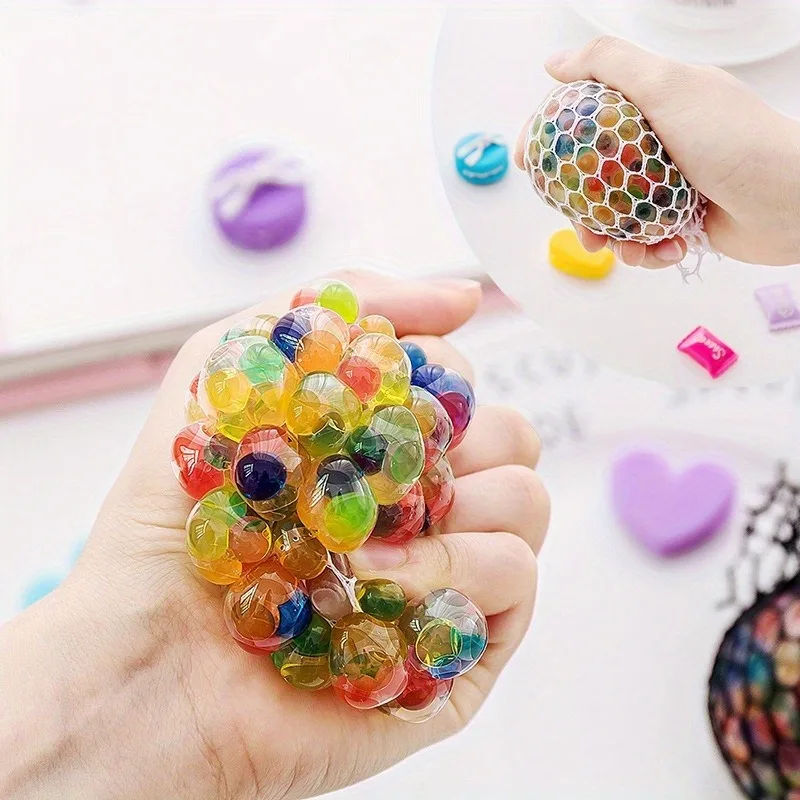 Rainbow Bead Squishy Stress Ball, Fidget Sensory Sticky Toy for Adults Stress Relief Party Favors Holiday Gifts