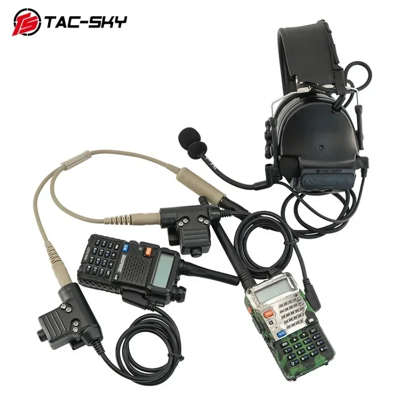 TAC-SKY Tactical Military Headset Adapter Single Pass to Dual Pass Cable for Tactical Comta Sordin Shooting Headphone