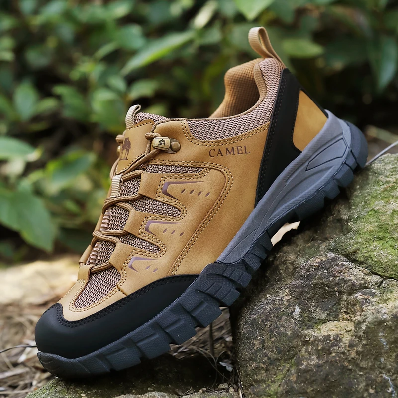 

Brand Khaki Hiking Shoes Men Mountain Shoes Comfortable Non-slip Men's Trekking Shoes Outdoor Low Cut Climbing Sneakers for Men