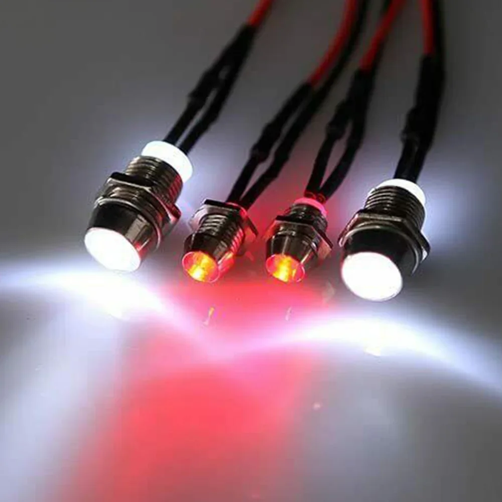 4 LED Lights Kit 2 White 2 Red for 1/10 1/8 HSP Redcat RC4WD Tamiya Axial SCX10 D90 HPI RC Car Light Model Drift Crawler Car 2pc