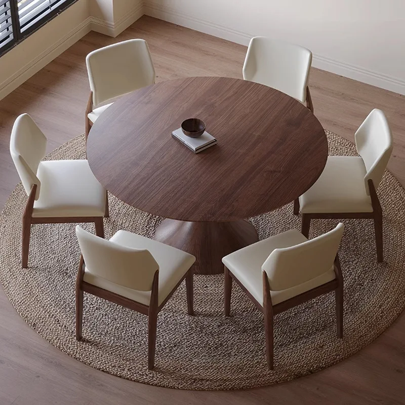 Medieval solid wood dining table round negotiation table household small apartment round dining table