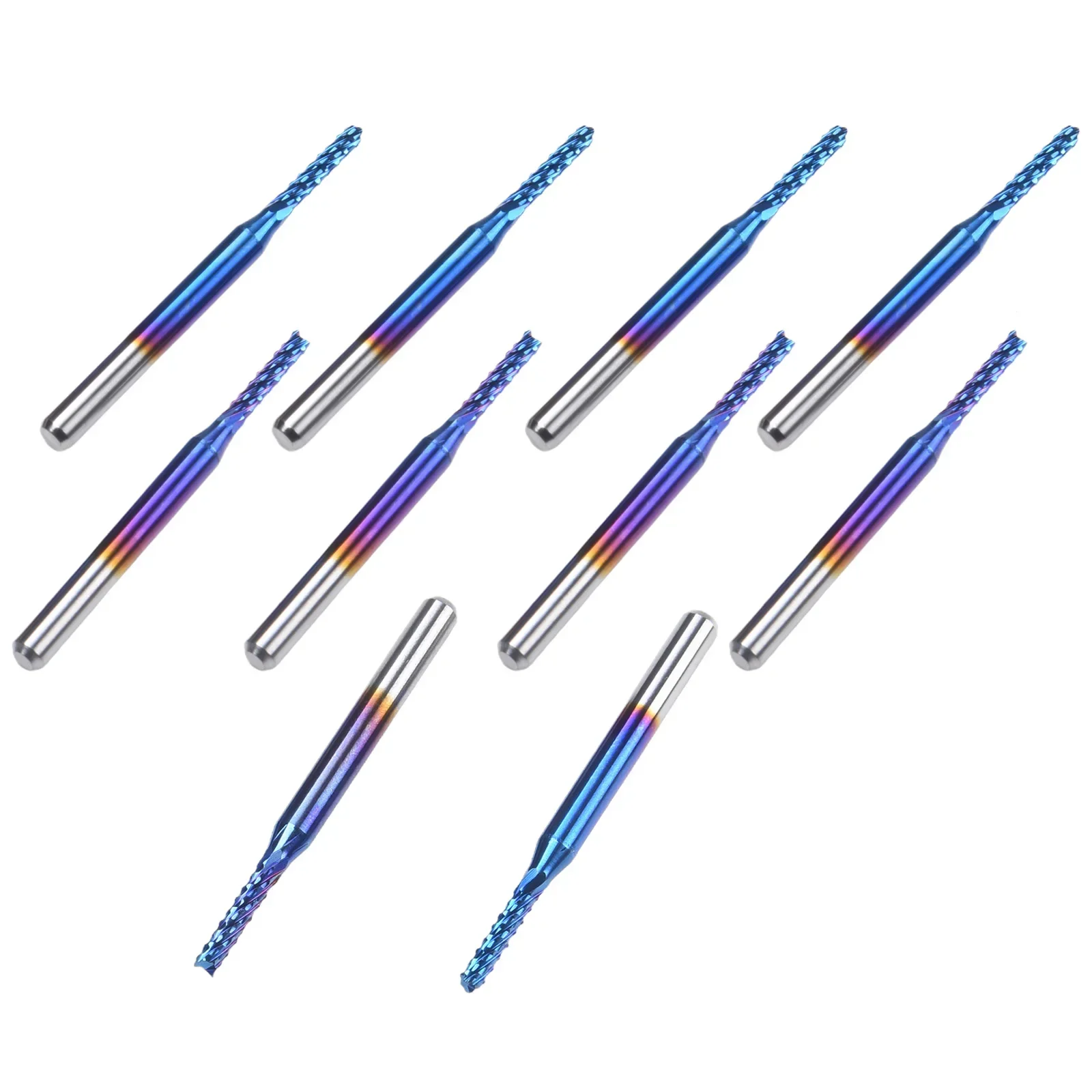 Gravação Bit para CNC PCB, Carbide Router, Bit de corte, Blue End Mill, Haste Diâmetro, EngravingHardware Processing, 3.175mm, 2mm, 10Pcs