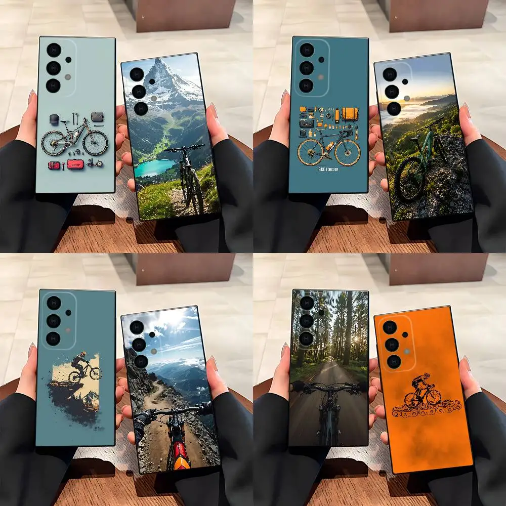 Mountain Bike MTB Phone Case For Samsung S 9,10,21,30,22,23,24,25,26,Ultra,Plus,Lite,FE,4,5G Black Soft Precise