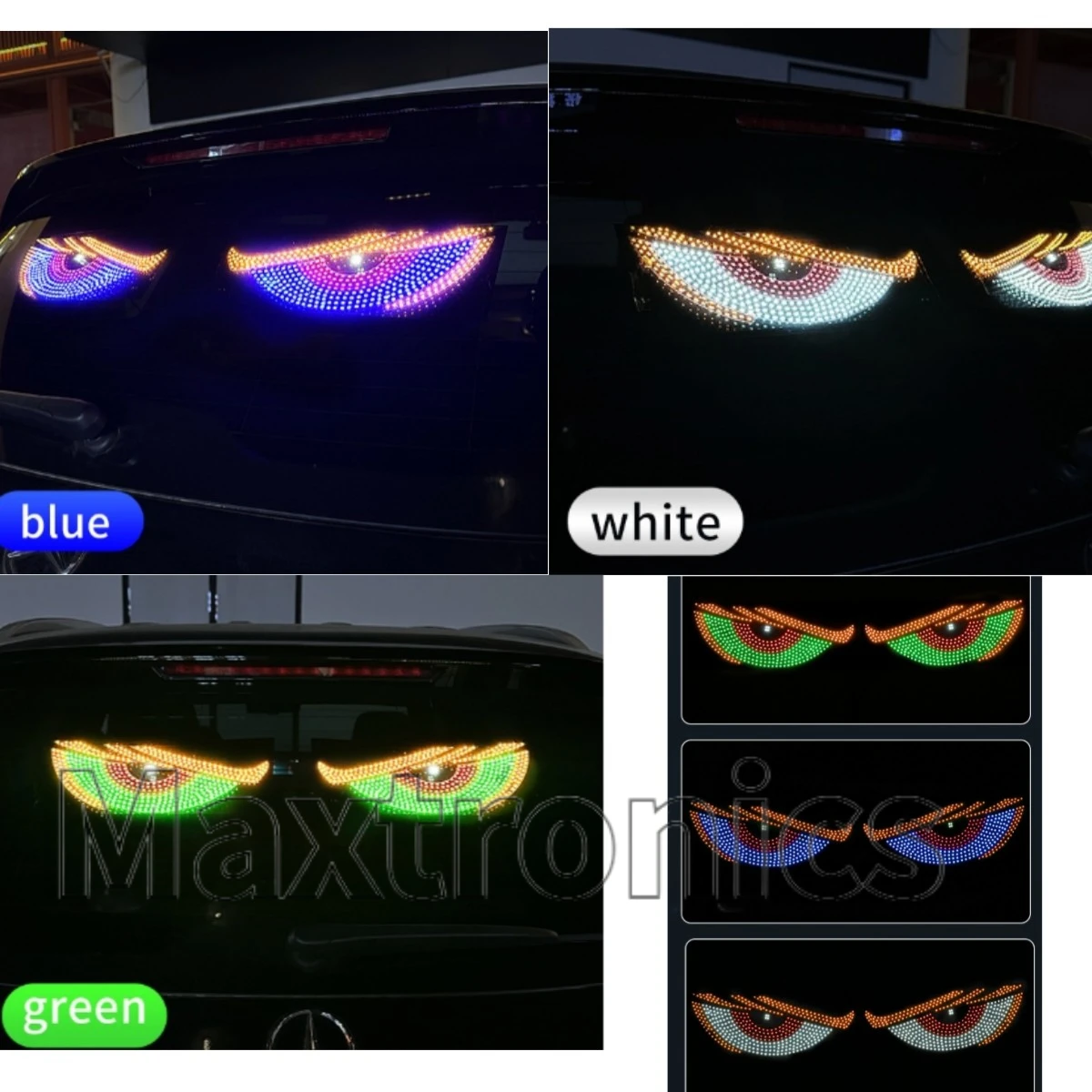 2 pçs 5v dinâmico diabo olhos luz para carros led matriz pixel painel rgb tela led animado carro caminhão olho luz decorativa