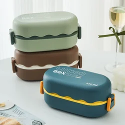 850ML Double Layer Bento Box Large Capacity Microwavable Sealed Lunch Box with Tableware for Office Workers Students Lunch Box
