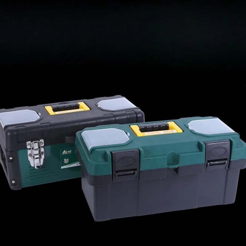 صندوق أدوات معدني عالي التحمل قابل للقفل أداة محمولة لتخزين الصدر منظم صينية قابلة للإزالة ورشة عمل المرآب ميكانيكا صندوق أدوات ذاتي الصنع