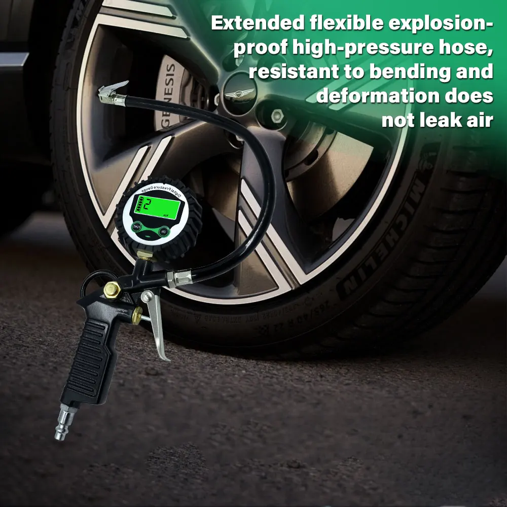 

Gauge Backlight Vehicle Tester With 200 PSI LCD Digital Display Tire Pressure Gauge Tire Inflator