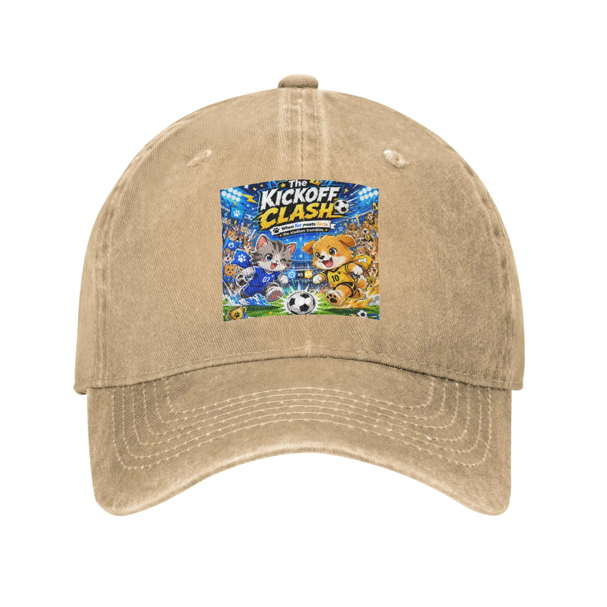 Fashion The Kickoff Clash Cat vs Dog Soccer Kawaii Sports Art baseball cap  Maintains Shape After Long Wear Hat