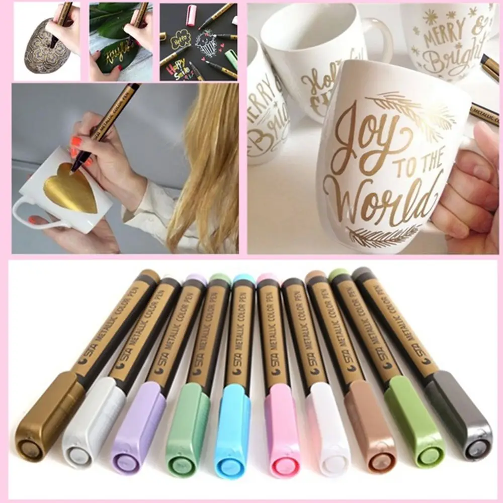 Rock Painting Ceramic Plastic Metallic Glass Mug Album Writing Marker Painting Pens