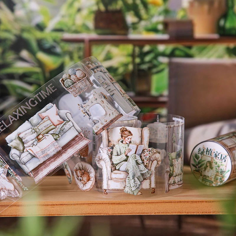 

60 мм * 2 м ПЭТ зеленые растения жизнь девушка ленты DIY Декор для скрапбукинга фотоальбом коллаж журнальные материалы эстетические наклейки