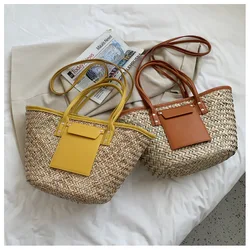 Summer Handmade Bags for Women Large Capacity Straw Bags Woven Basket Bolsa Tote Top Handle Handbags Lady Beach Hand bags