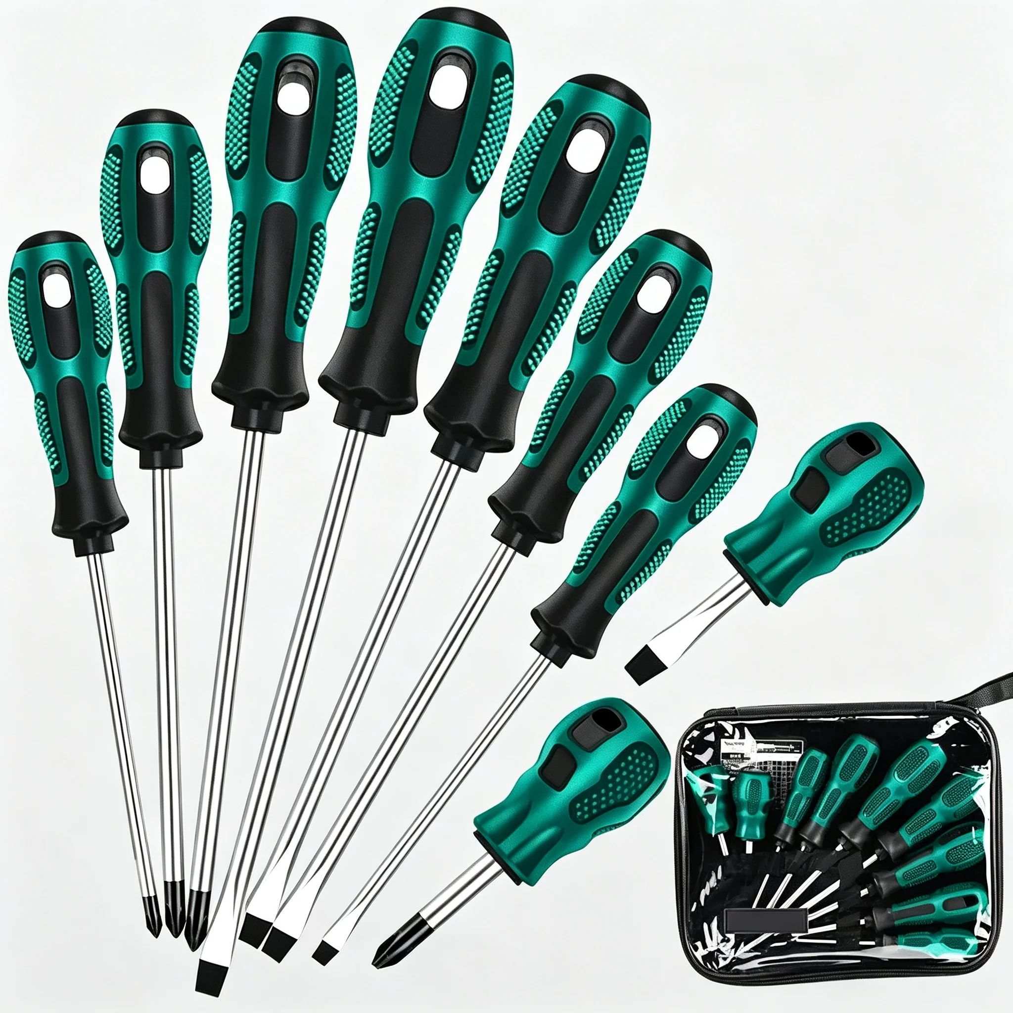 9Pcs Screwdriver Set Phillips Slotted Screwdriver Magnetic Household Multifunctional Manual Screwdriver Set Maintenance Tool