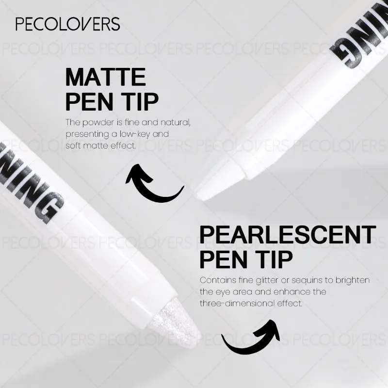 عصا هايلايتر للعين، قلم ظلال عيون أنبوبي أبيض، تقديم ألوان عالية، مقاوم للماء والعرق، مستحضرات تجميل للعين