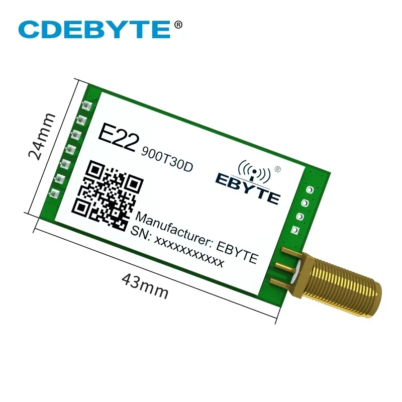 Imagem -02 - Receptor Transceptor sem Fio de Longa Distância Módulo Lora 868mhz 915mhz rf 30dbm 10km E22-900t30d-v2.0 Sma-k Iot Pcs