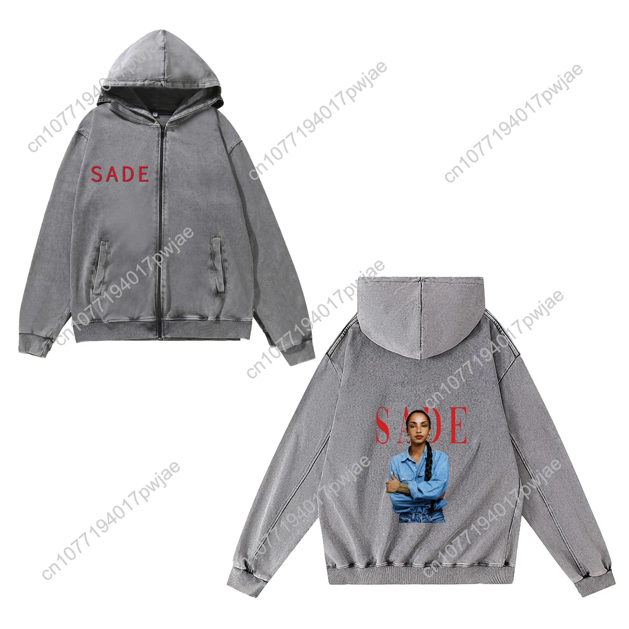 Singer Sade Adu Zipper Sweatshirt Man Woman Vintage Hoodies Sweat Shirt With Pocket Full Zip Customized Jacket Tops - Image 3