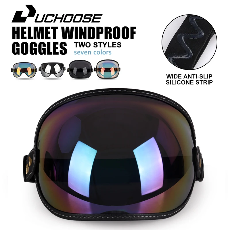 

Retro Motorcycle Goggles Bubble Visor Outside Riding UV Protection Windshield Colorful Vintage for Half Face Helmets