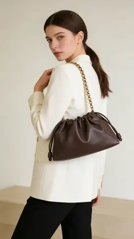 Chic Dark Brown Ruched Cloud Underarm Bag, Soft Hobo Shoulder Handbag for Casual Daily Wear and Street Style